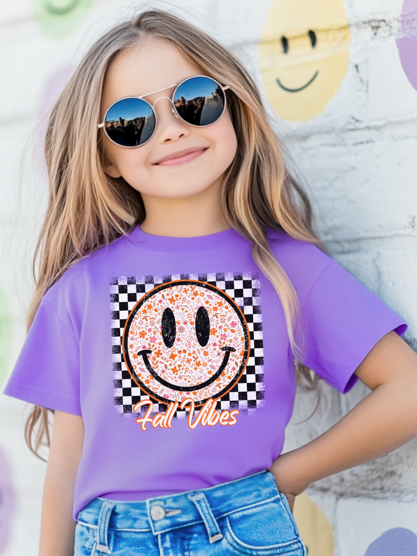 Floral Smiley Face Fall Vibes