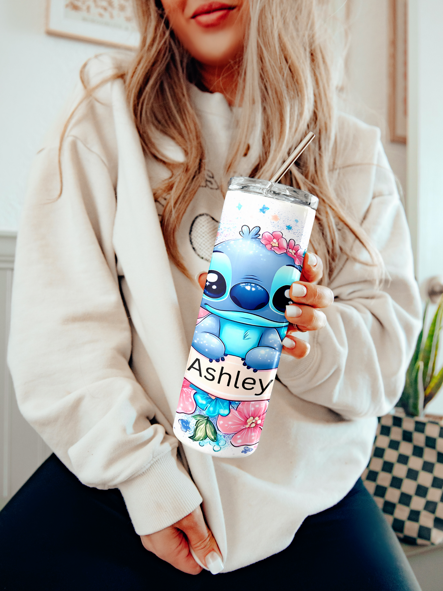 Personalized Cute Blue Alien Tumbler