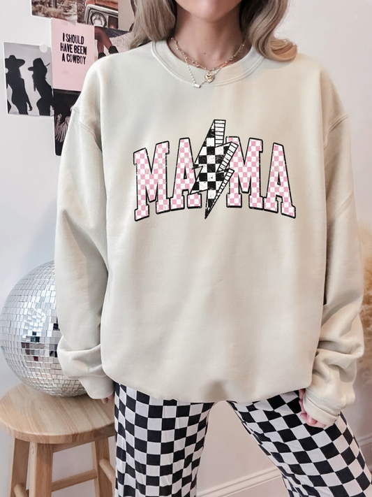 Mama Pink Checkered Crewneck