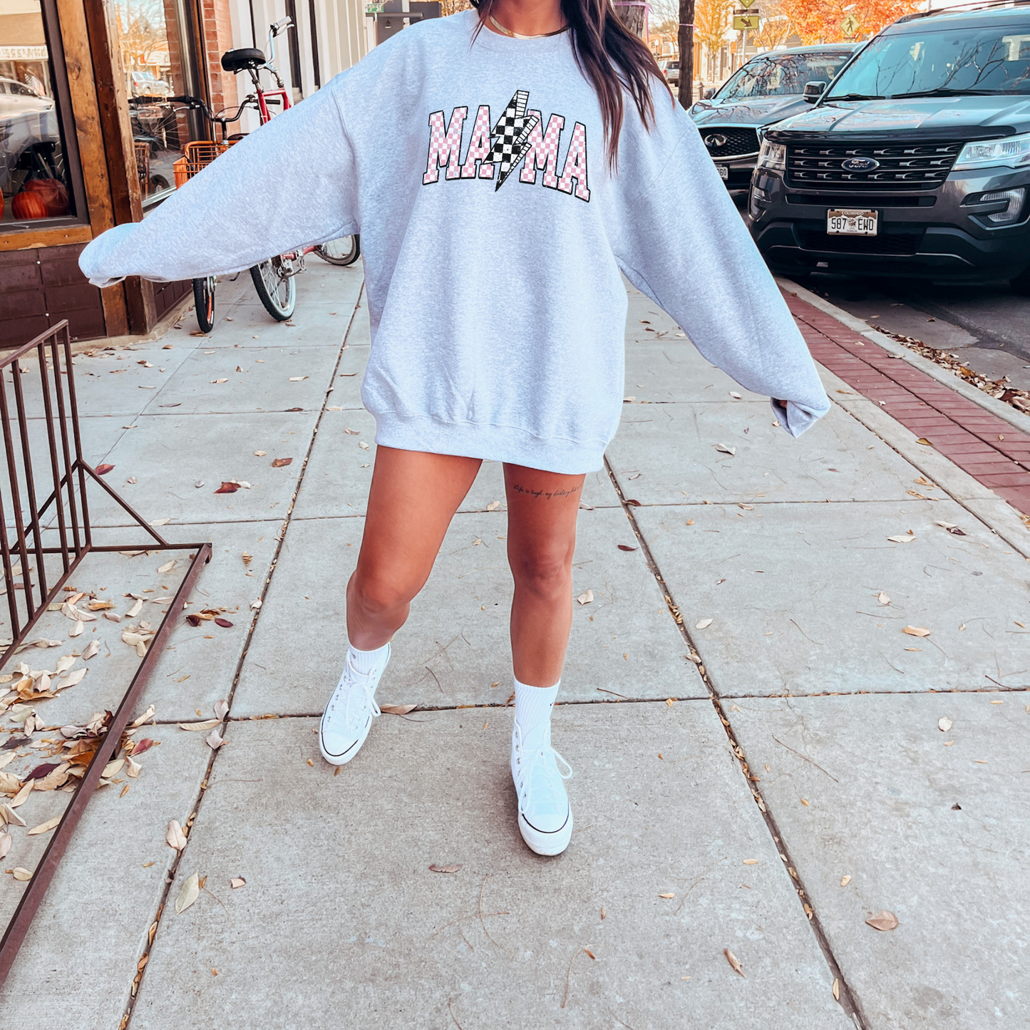 Mama Pink Checkered Crewneck