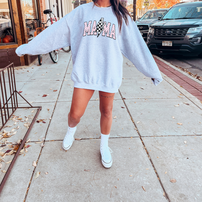 Mama Pink Checkered Crewneck