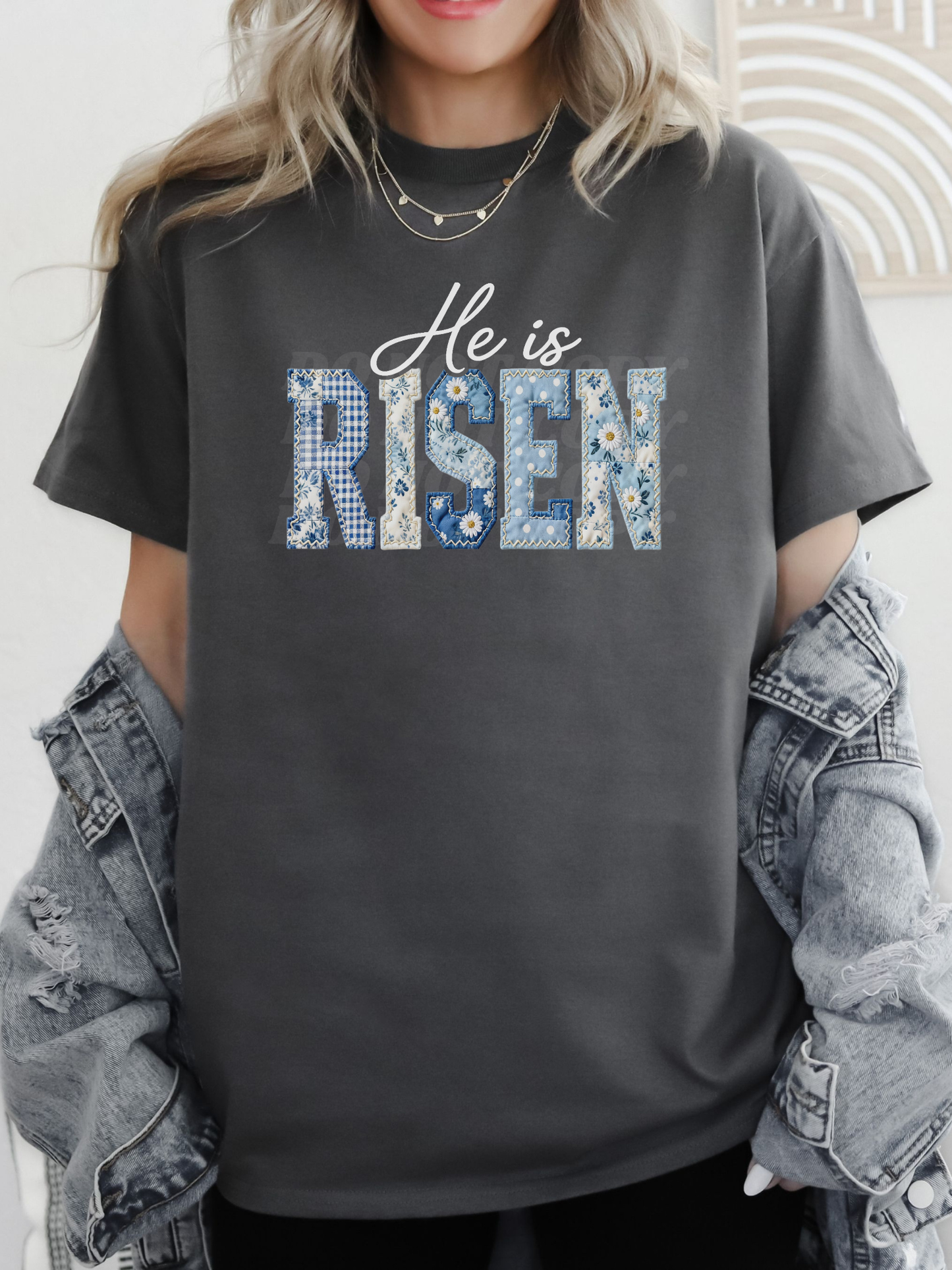 Denim He is Risen