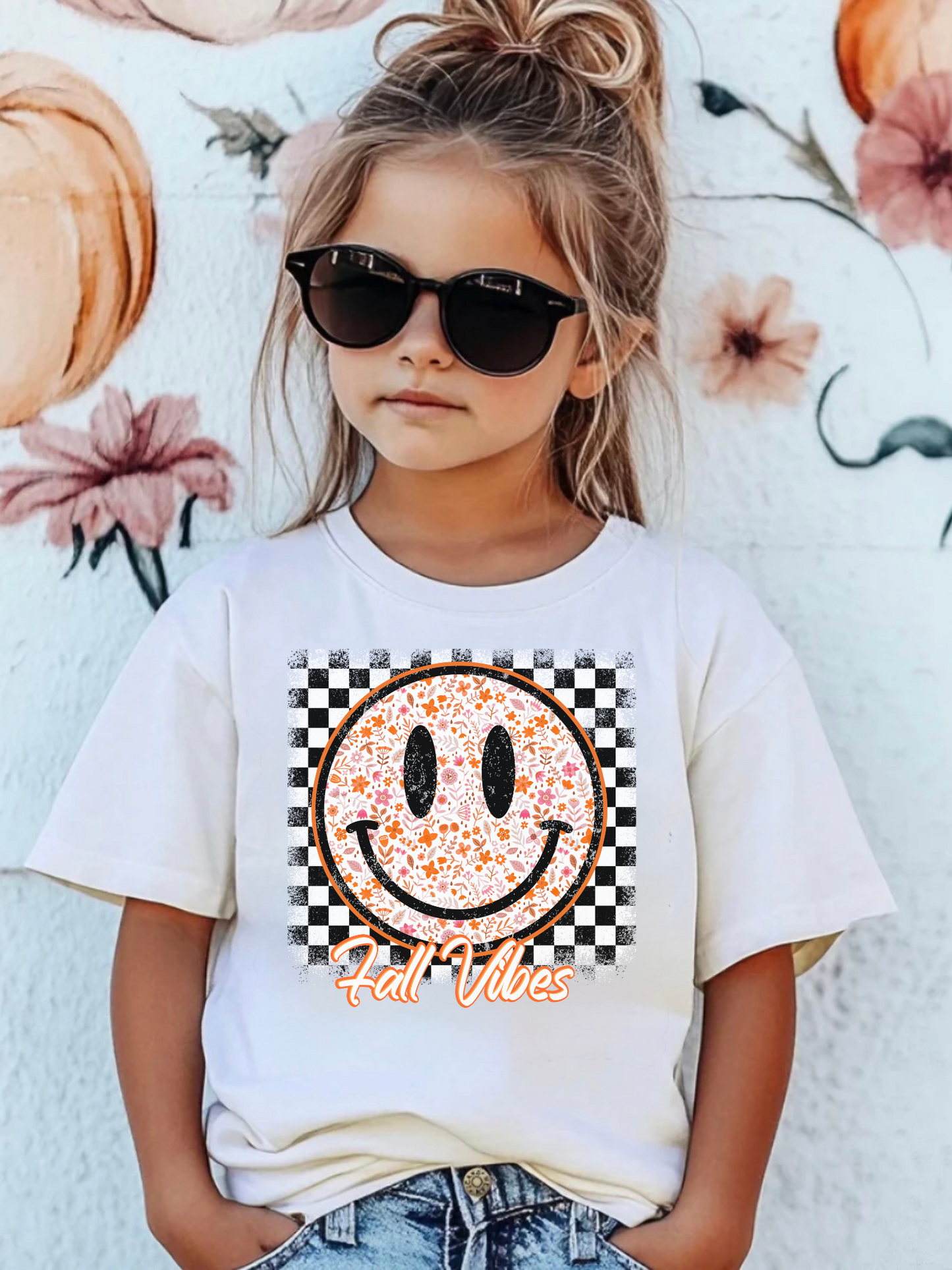 Floral Smiley Face Fall Vibes