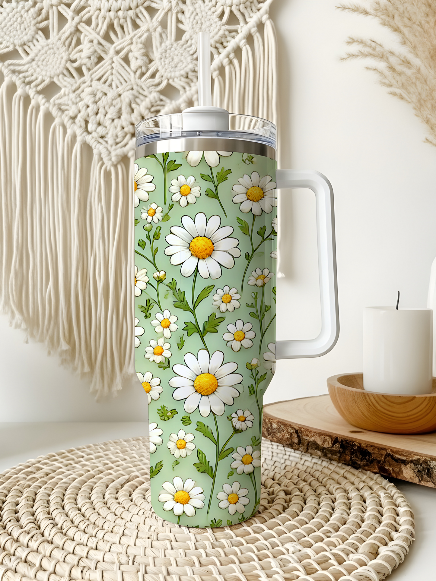 Green Daisy Tumbler
