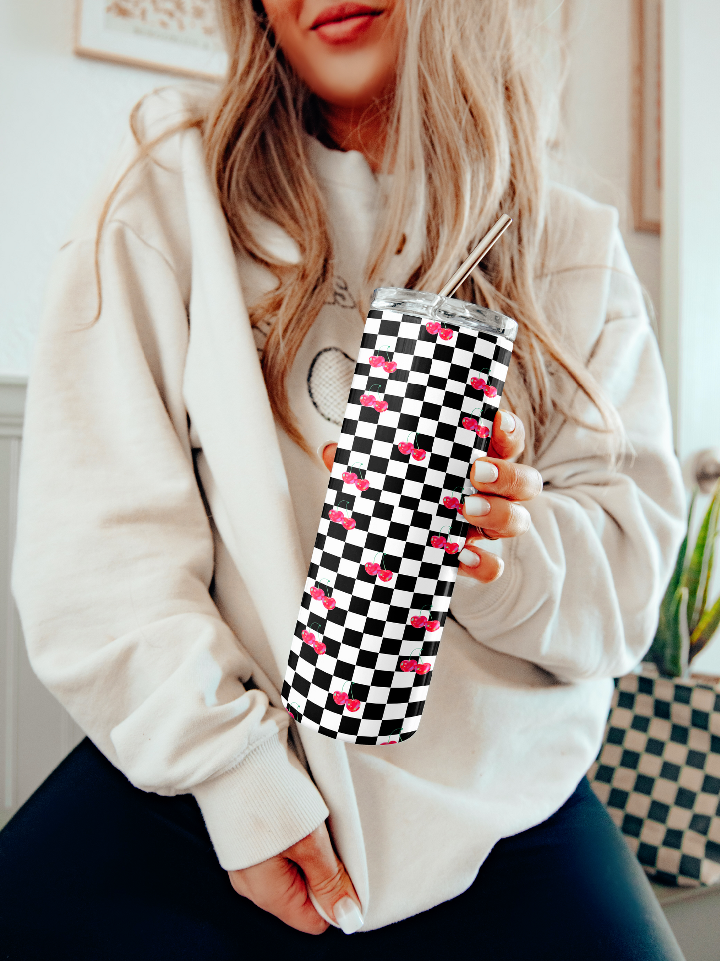 Cherry Checkered Tumbler
