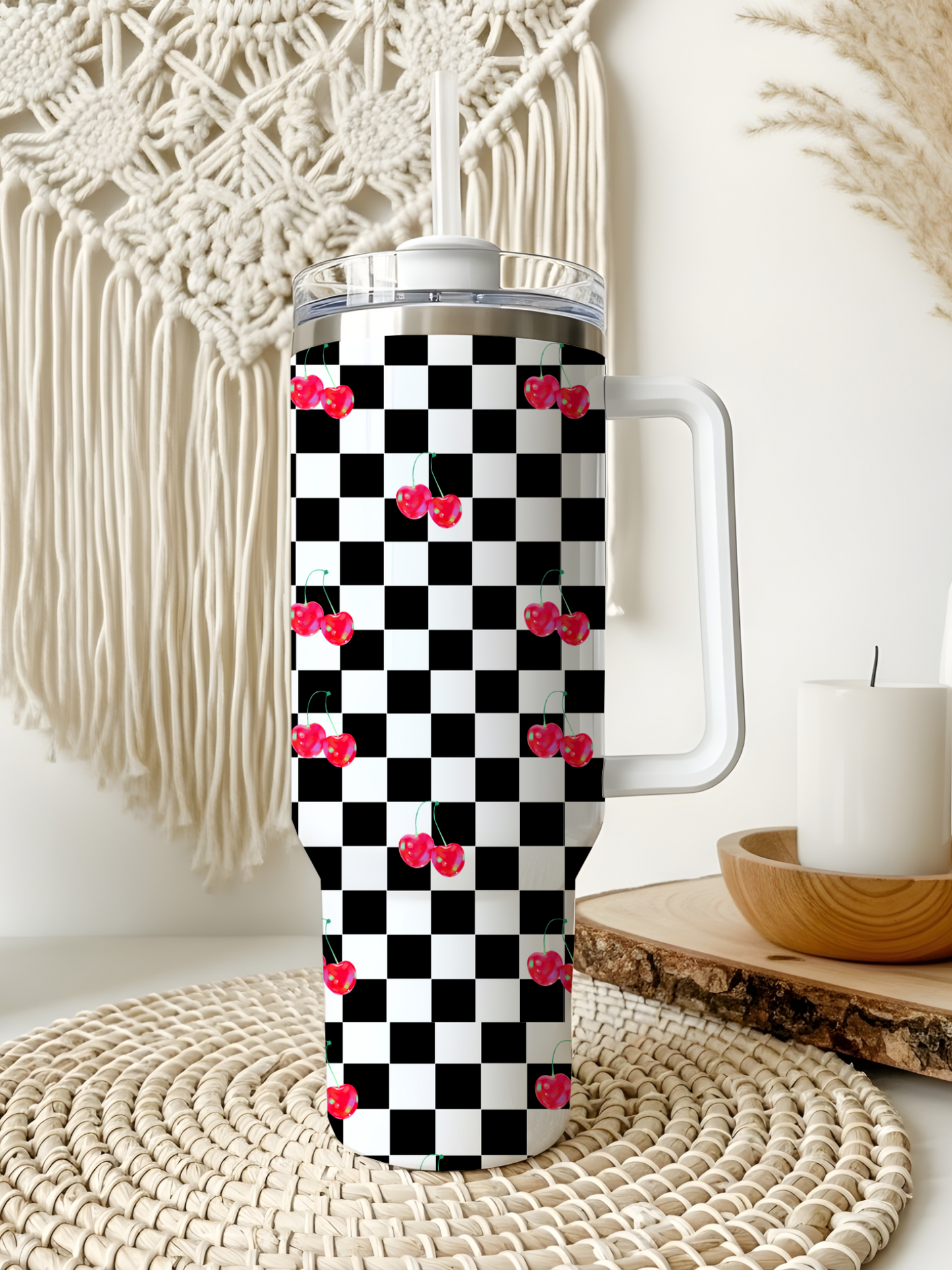 Cherry Checkered Tumbler