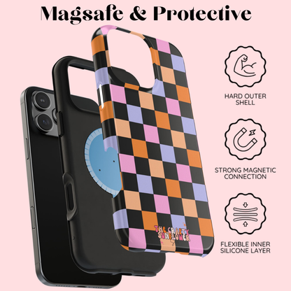 Candy Corn Checkered MagSafe Phone Case