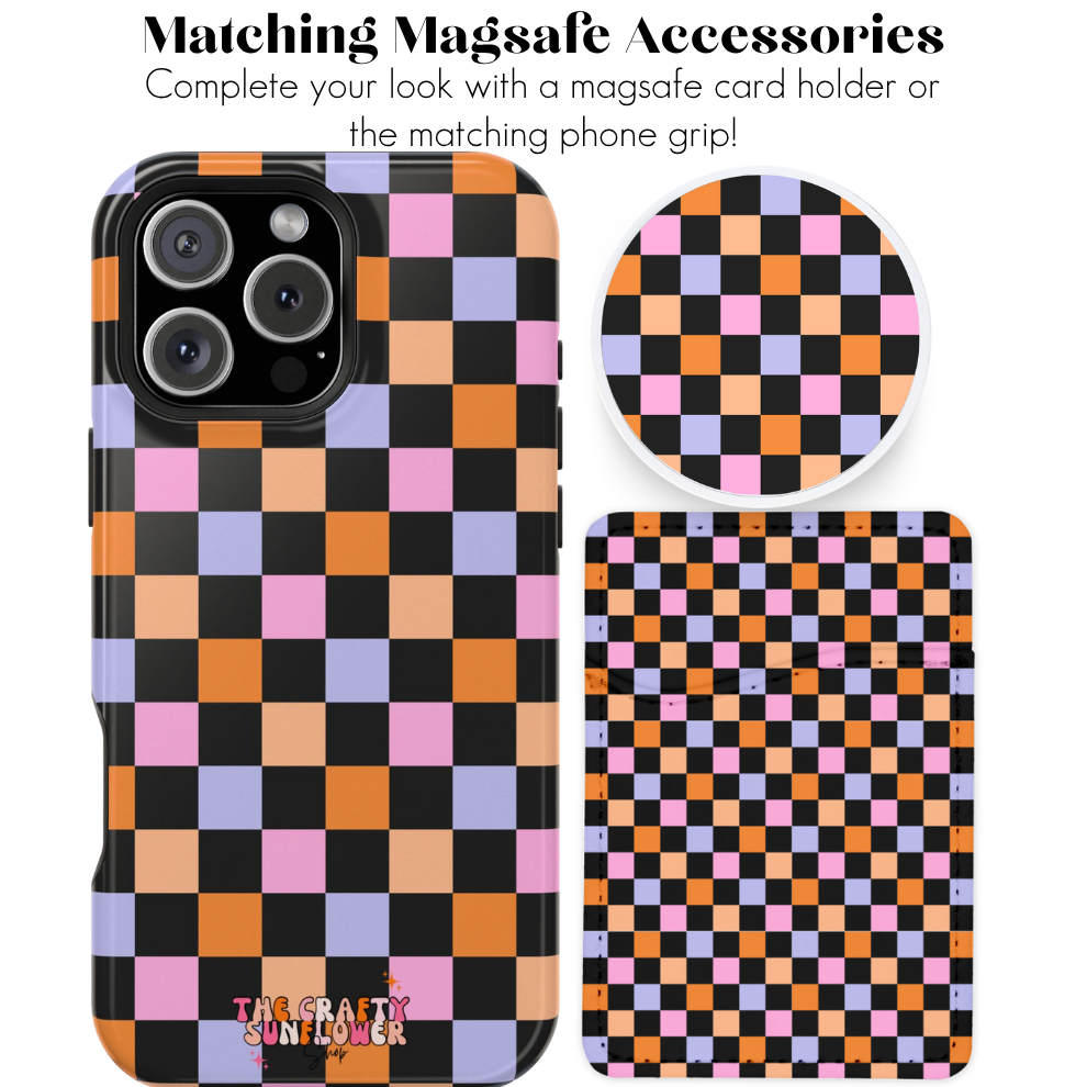 Candy Corn Checkered MagSafe Phone Case
