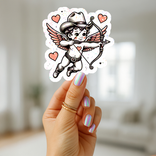 Cowboy Cupid Holographic Sticker