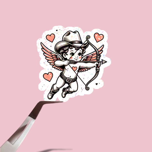 Cowboy Cupid Holographic Sticker